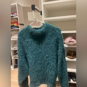 Express fuzzy chenille mock neck sweater